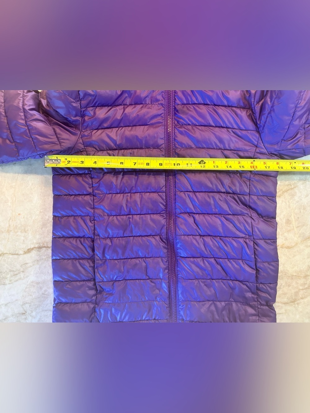 Primary Kids Puffer Jacket Size 12 Purple Hooded - Picture 4 of 9